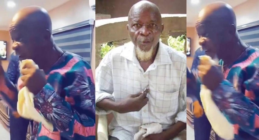 Daddy small small o – reactions as 99-year-old actor, Charles Olumo Agbako shows off his boxing skills[VIDEO]