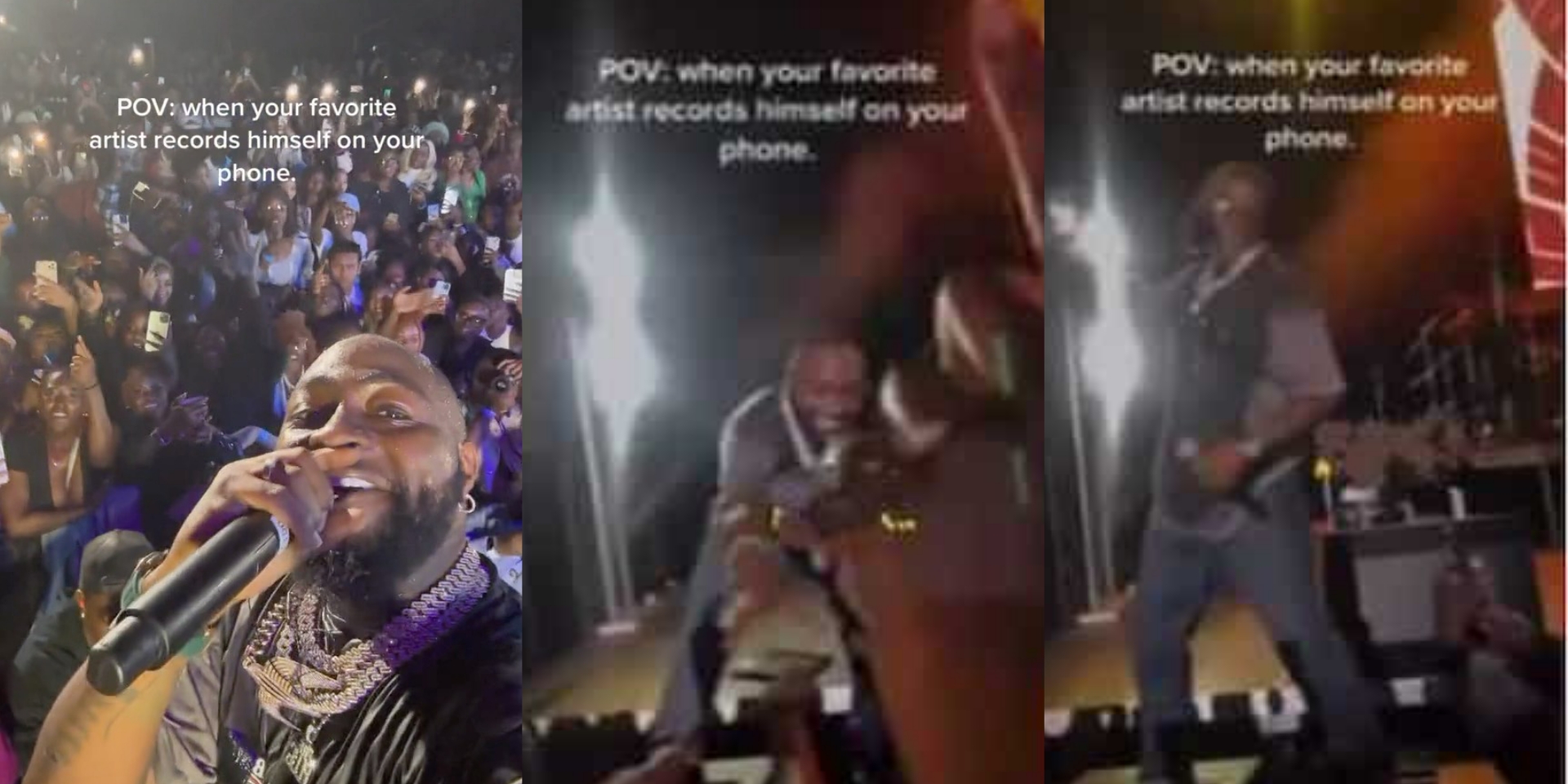 Lady loses her cool as Davido collects her phone, films self with it during concert -VIDEO