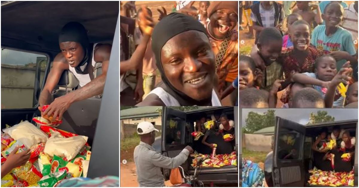 Excitement as Portable uses his G-Wagon to share food items on the street -VIDEO