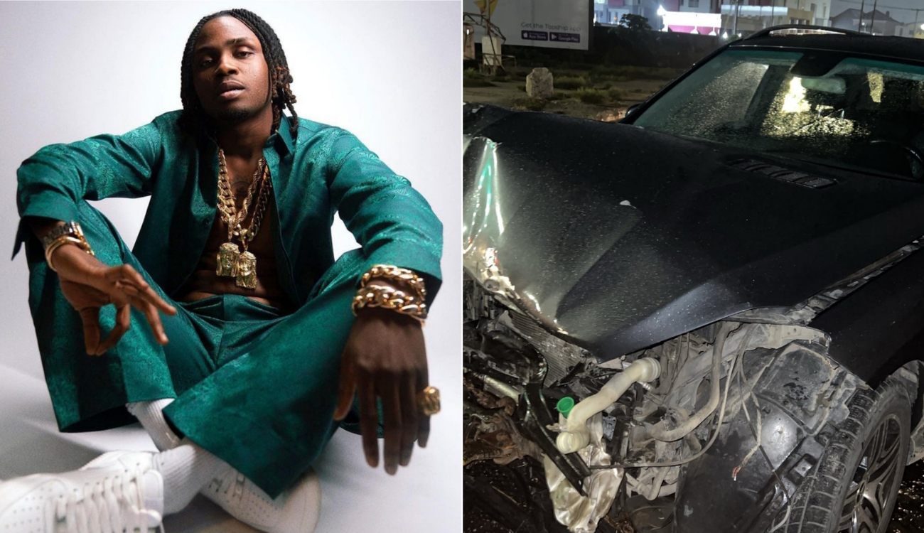 Davido’s signee, Logos Olori survives ghastly car accident