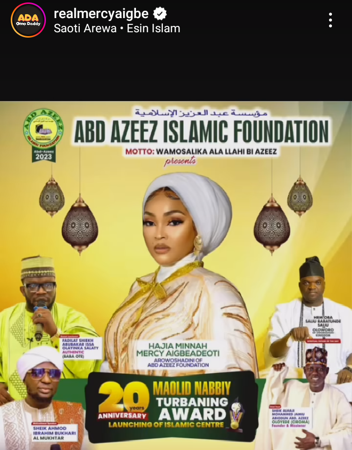Actress Mercy Aigbe Adeoti honored with new title by muslim community