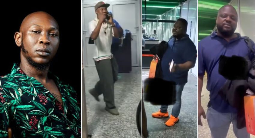 Drama as Seun Kuti accosts man who threatened his life at Lagos airport [VIDEO]