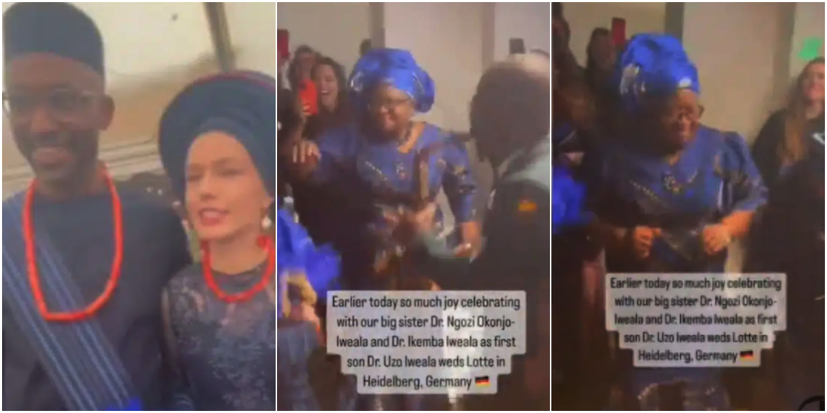 Ngozi Okonjo-Iweala spotted showing off her impressive dancing moves at her first son’s wedding in Germany