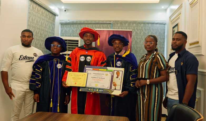 Lateef Adedimeji emotional as he receives honorary doctorate degree, reintroduces himself with new title