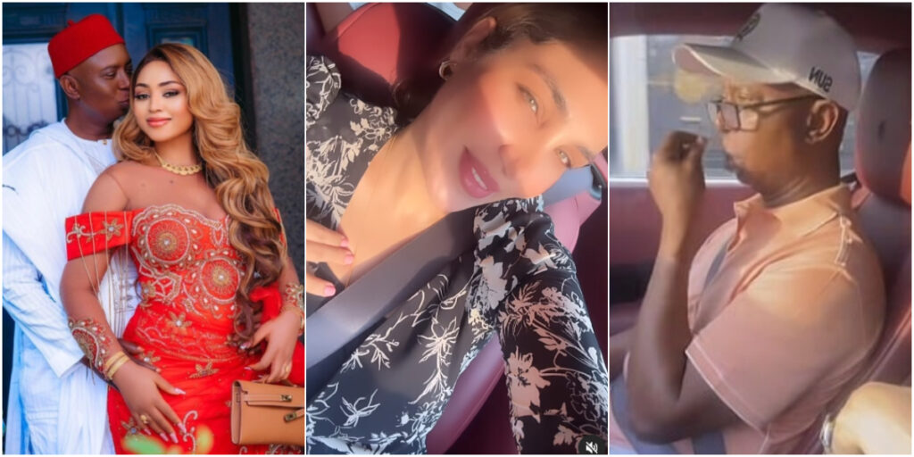 Regina Daniels reacts as Ned Nwoko steps out with Moroccan wife and child