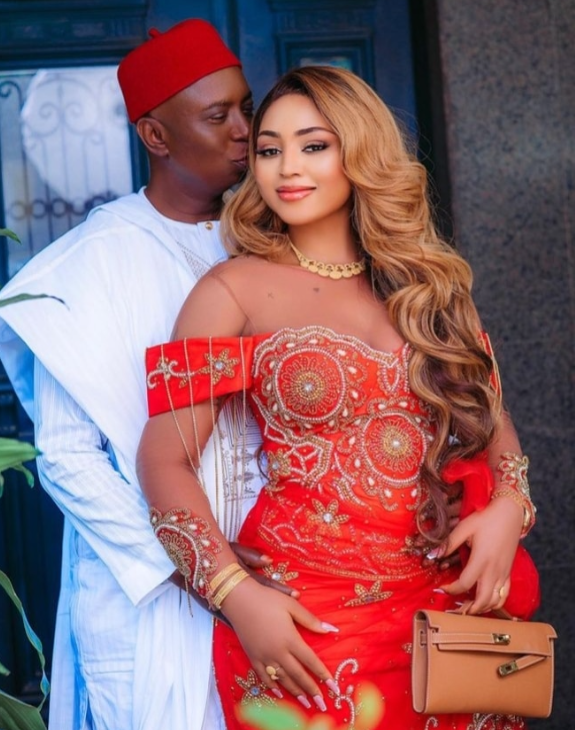 Regina Daniels reacts as Ned Nwoko steps out with Moroccan wife and child 
