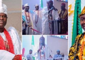 Royal unity: The Ooni attends Lagos political event with other Yoruba Obas, calls on Alaafin for closing prayer (VIDEO)