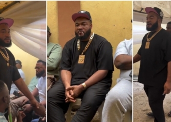 Sam Larry draws attention as he arrives at Lagos polling unit to cast his vote in LG Elections (VIDEO)