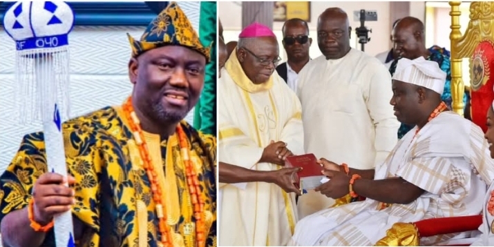 Alaafin of Oyo’s recent double celebration in Church — See what he pleaded before the altar