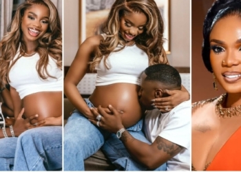 Priscilla Ojo and Juma Jux confirm pregnancy with baby bump reveal, Iyabo Ojo celebrates