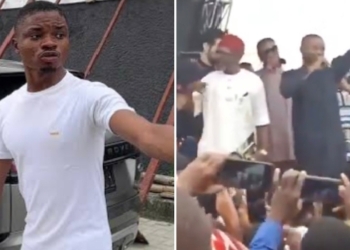 Trending: Panic as stage collapses during Ola of Lagos’ public address in Abia (VIDEO)