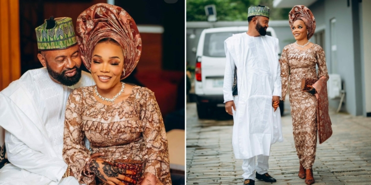 Akin Olaiya shares glamorous photos with new wife, after viral ‘frowning bride’ drama