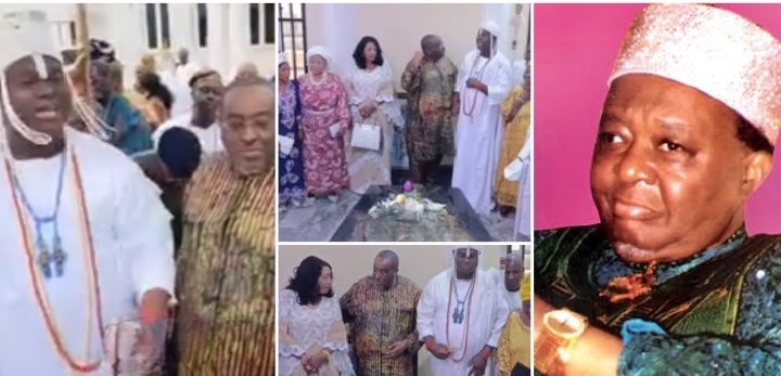 Sacred Moment: Ooni of Ife leads Prince Tokunbo Sijuwade to Late father’s grave inside Palace (VIDEO)