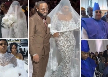 Chivido2025: Chioma stuns in regal gown as she walks down the aisle with Davido (VIDEO)