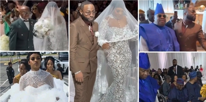 Chivido2025: Chioma stuns in regal gown as she walks down the aisle with Davido (VIDEO)
