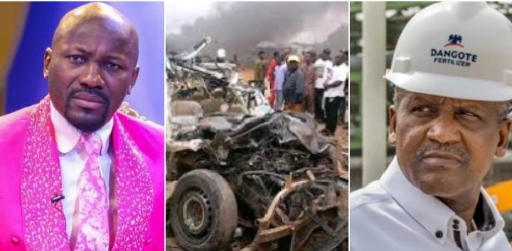 Dangote in hot seat again: Apostle Suleman blasts Billionaire as truck accident kills 3 in Auchi