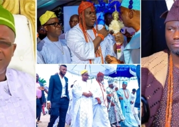 Chief Dotun Sanusi’s ‘Okanlomo Oodua’ Conferment celebratory moments with Ooni emerge amid Alaafin objection
