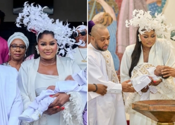 Actress Chizzy Alichi and husband celebrate baby Kene’s baptism in heartwarming ceremony