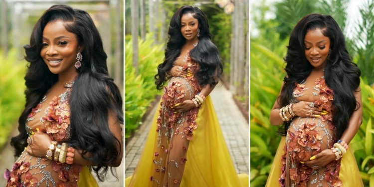 Toke makinwa stuns fans as she announces first pregnancy with gorgeous maternity shoot