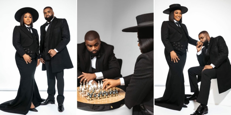 Mercy Chinwo & pastor Blessed serve love goals in glamorous anniversary shoot