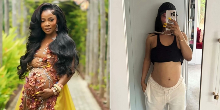 Toke Makinwa bares baby bump to silence surrogacy rumour