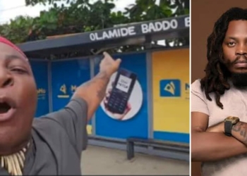 Charly Boy visits newly renamed ‘Olamide Baddo bus stop,’ reacts to change