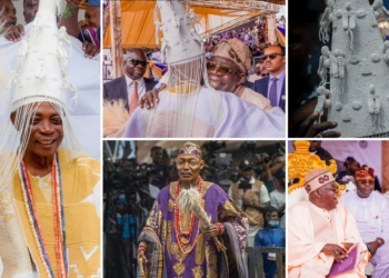 From power to palace: Rashidi Ladoja wears the beaded crown as Olubadan