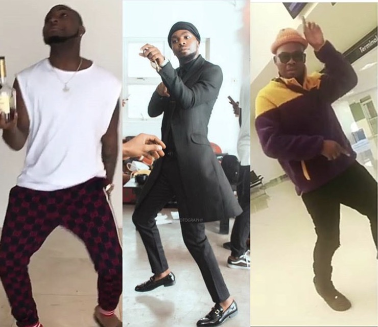 Davido, Patoranking and Olamide's Shaku Shaku dance 