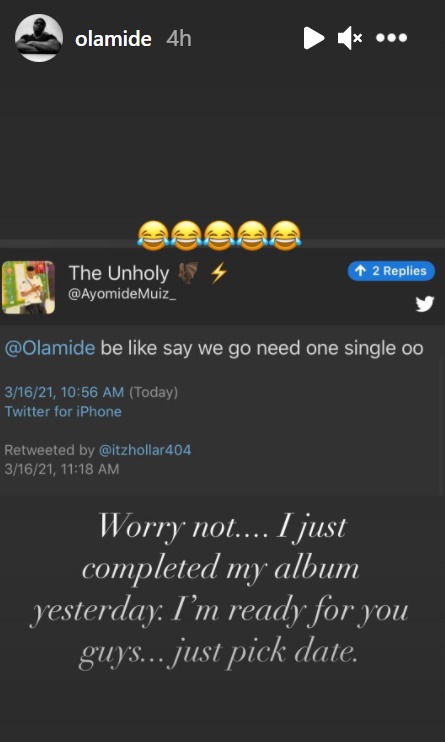 Olamide Readies New Album