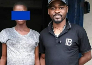 The victim and Oga Yenne, the man who shared the story on Facebook
