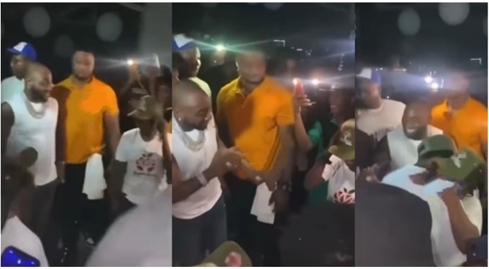 VIDEO: Moment a Nigerian man proposed to girlfriend in front Davido at a nightclub