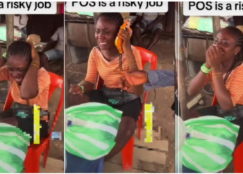 POS attendant cries her eyes out after losing phone to customer who withdrew N500 (Video)