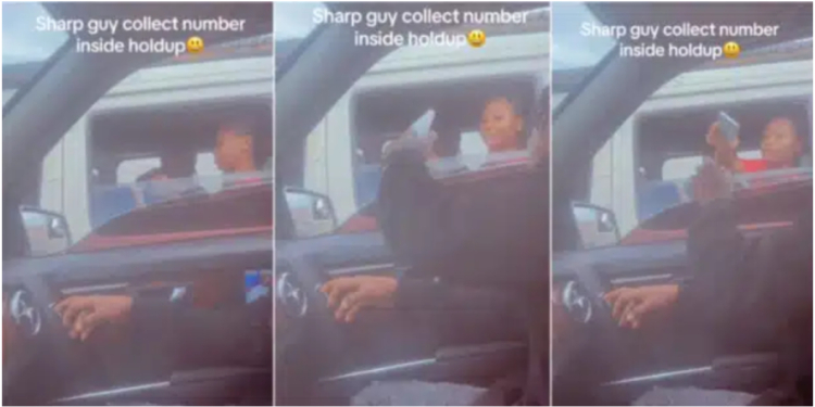 Young man collects lady's phone number in traffic, stirrs massive reactions online