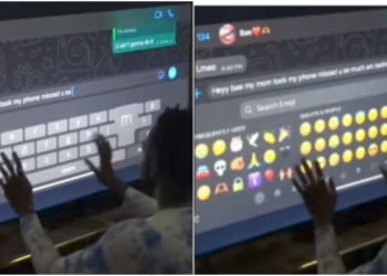 Young man uses home TV to send WhatsApp message to his girlfriend after his mom seized his phone