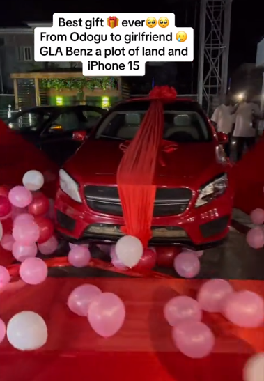 Birthday Surprise: Lady overwhelmed by Mercedes Benz gift, iPhone 15, a plot of land