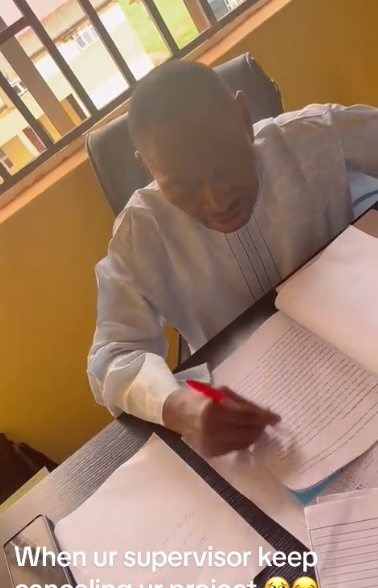 Man shares a video of his project supervisor using red pen to cancel his project