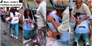 Nigerian female graduate's heartwarming gesture to mother elicits touching reactions
