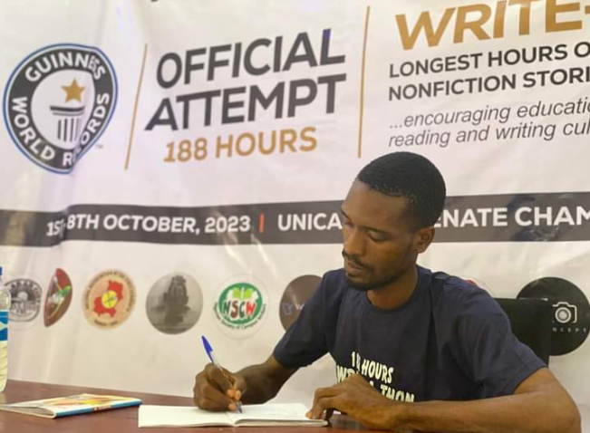 UNICAL student attempts Guinness World Record for nonstop writing: aims to write for 188 hours straight