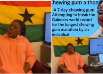 Ghanaian woman attempts Guinness Record in 7-day Chewing Gum Marathon