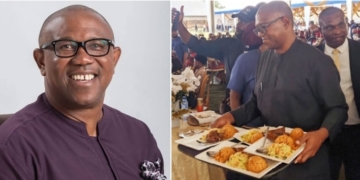 Peter Obi serving food