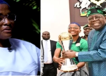 Super Falcons captain Ajibade and President Tinubu