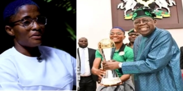 Super Falcons captain Ajibade and President Tinubu