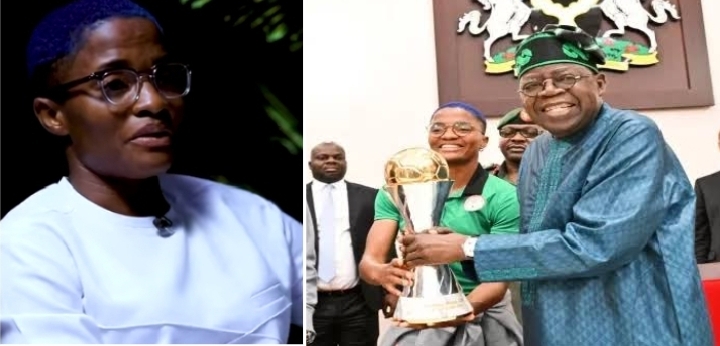 Super Falcons captain Ajibade and President Tinubu