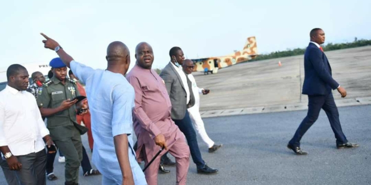 Governor Douye Diri inspecting the Bayelsa Airport