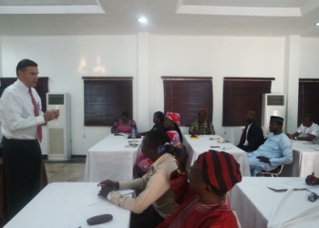 FILED PHOTO: Ambassador Syminton interacting with Nigerian exchange alumni at a workshop-in Abuja