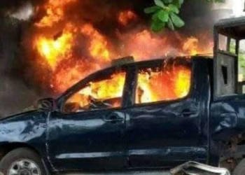 File Image: Police vehicle set ablaze
