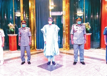 President Buhari and Service Chiefs in a recent meeting over insecurity