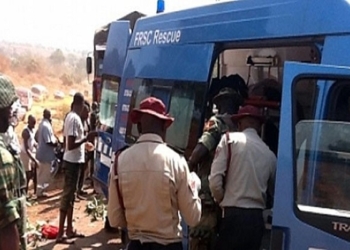 FILE PHOTO: FRSC officials at the scene of an accident