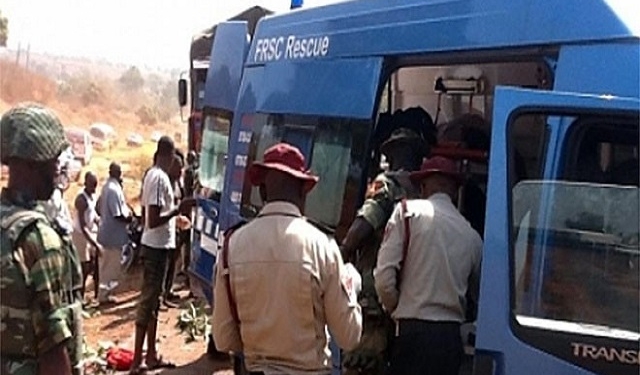 FILE PHOTO: FRSC officials at the scene of an accident