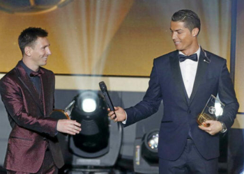 Messi and Cristiano Ronaldo at previous Ballon d'Or